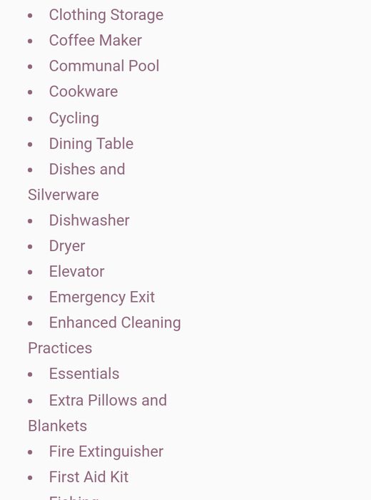 High Tide amenities on a phone today, with names like Dishes and Silverware wrapping onto two lines