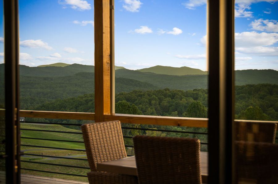 Modern Overlook deck with a long-range mountain view